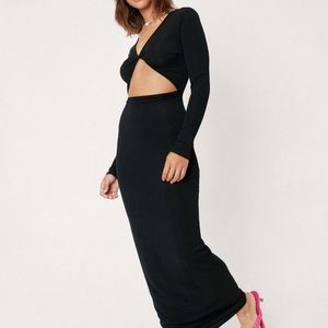 Twist Front Cut Out Bodycon Maxi Dress